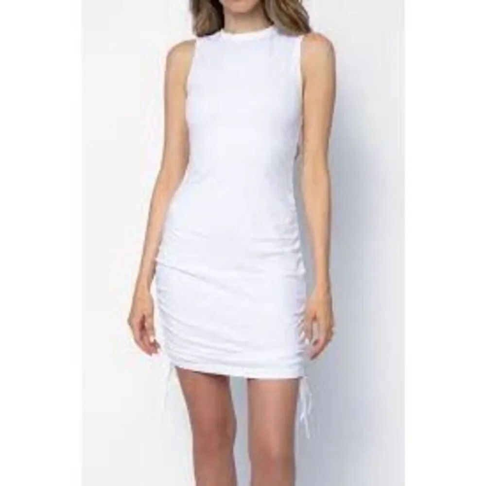 Cotton Citizen Size M Lisbon Tank Dress White Casual Basic Ruched Sporty NEW
